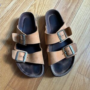 Birkenstock Arizona Nubuck Leather Burn Orange Sandals